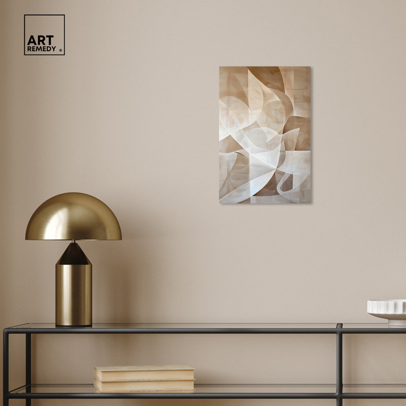 Scattered Thoughts Beige and White Abstract Canvas Wall Art, 10" x 15"