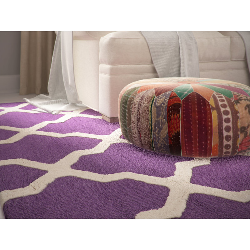 Tapis en laine touffeté à la main Cannen, Rectangle 9 pi x 12 pi, Mauve/Ivoire