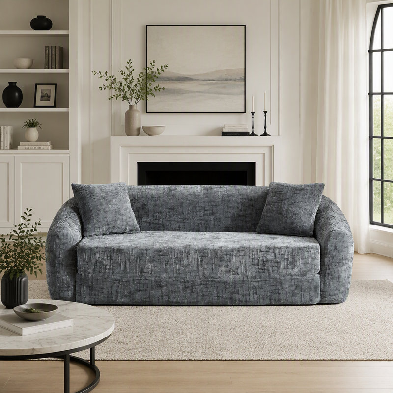 Fauteuil inclinable convertible incurvé de 87 po, Gris