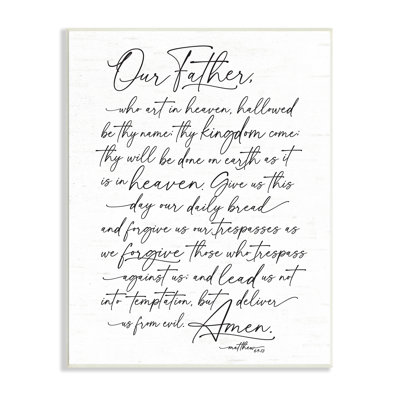 Our Father Religious Prayer Reading Spiritual Scripture Oversized Wall Plaque Art by Lettered and Lined
