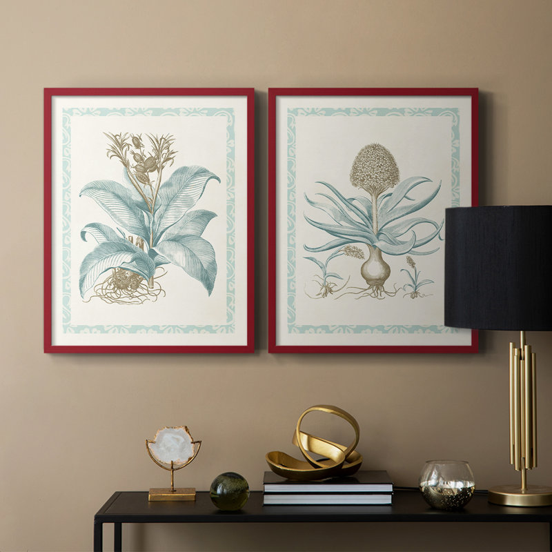 Willow Blue Besler III - reproduction encadrée de qualité supérieure - prête à être accrochée - aucun clou requis - aucun clou requis