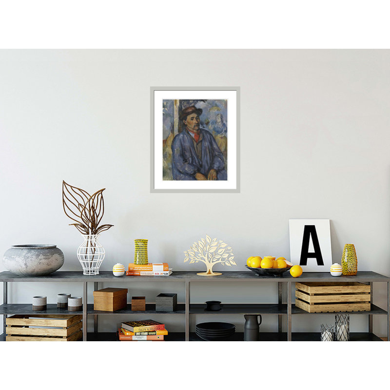 «Man in a Blue Smock» par Paul Cézanne, impression giclée encadrée, H 27,77 po x l 23,5 po