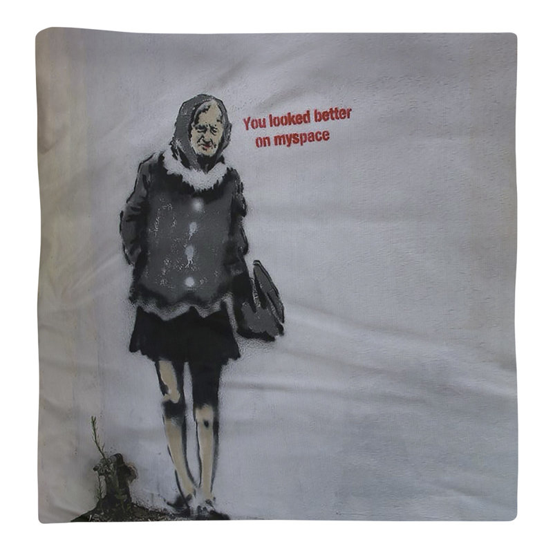 Banksy Graffiti No Pattern Square Napkin, 10" x 10", Cotton Twill
