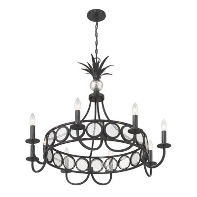 Lustre 8 lumières en tourmaline noire Hearst