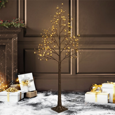 6FT Artificial Lighted Willow Tree w/ 120 LED Lights, 72 Inch Twinkling Twig Tree for Festival Decoration