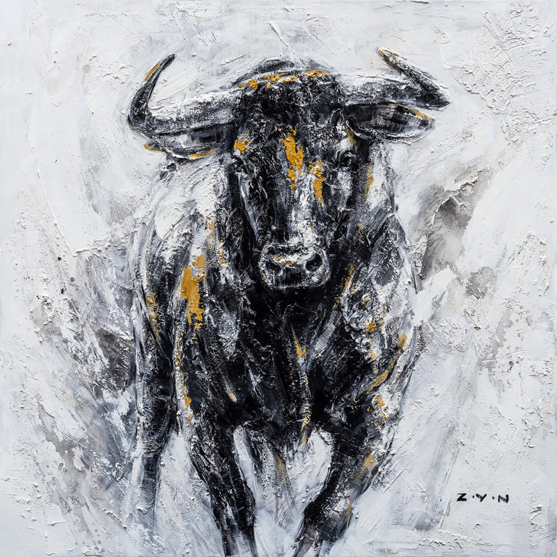 Fearless Ox - peinture sur toile tendue, H 40 po x l 40 po x P 1,5 po