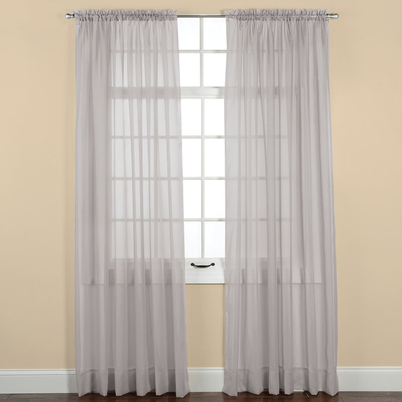 Elegance Sheer Curtain Single Panel, Dark Red
