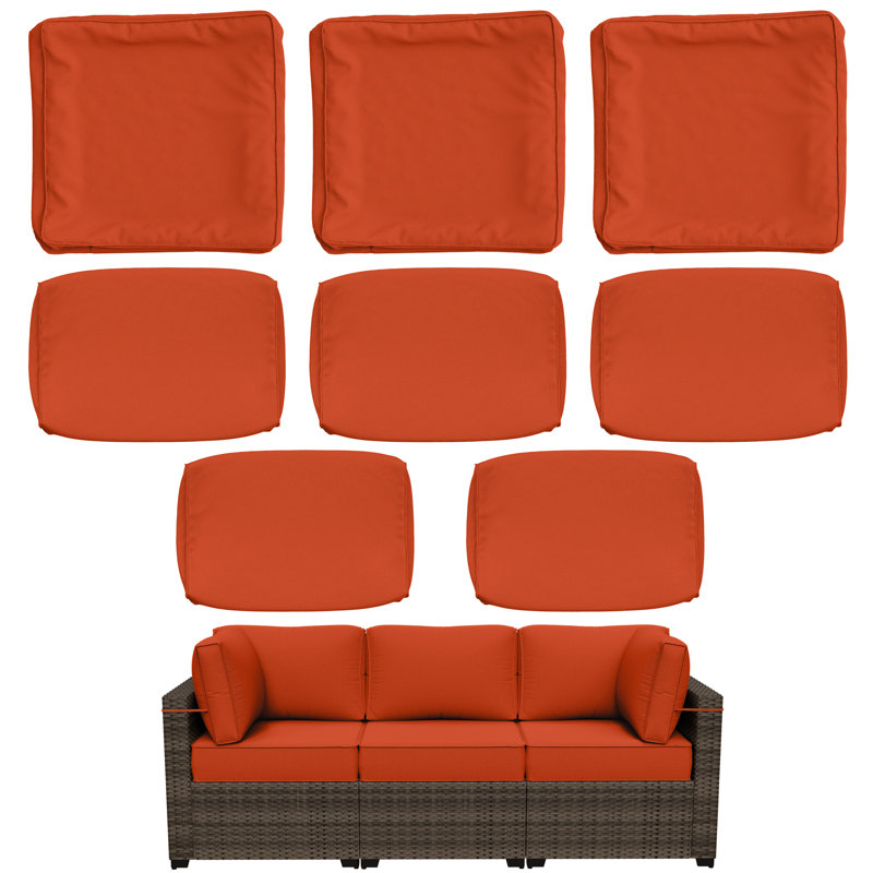 8 Pcs Outdoor Cushion Slipcovers All-Weather Patio Cushion Covers For Outdoor Furniture, Covers Only, Orange