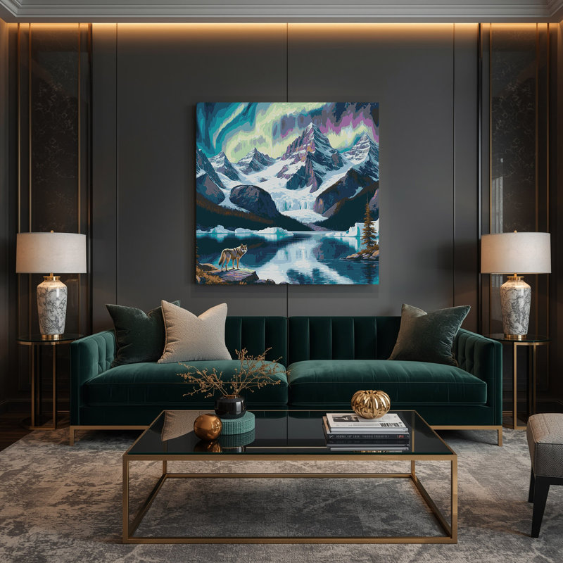Art mural sur toile bleue «USA State Alaska», H 12 po x l 12 po