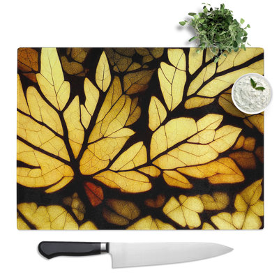 Sculptured Autumn Leaf  Glass Chopping Board