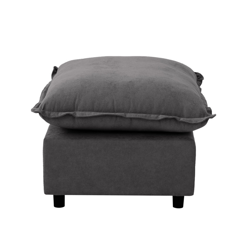 Repose-pieds rembourré en tissu de lin moderne, Gris