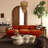 Tov Furniture Azalea Rust Orange Velvet Sofa