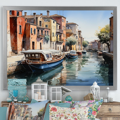 " Beige Canal Watercolor Whimsy III "