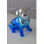 Statue de bouledogue français peint en résine bleue et argentée, taille: 7 po x 3 po x H 7 po