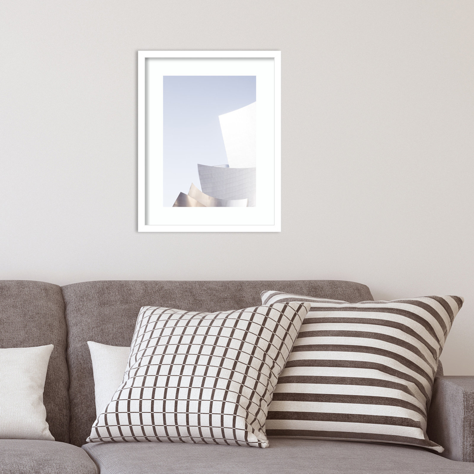 Contemporary City Photo Print, 19.38" H x 15.38" W x 0.875" D, White Framed