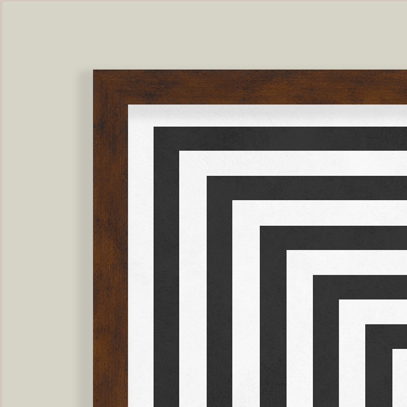 "Lignes noires et blanches", art texturé encadré, H 40 po x l 30 po, Brun