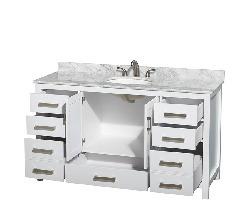 Sheffield 60" Single Bathroom Vanity Set, White