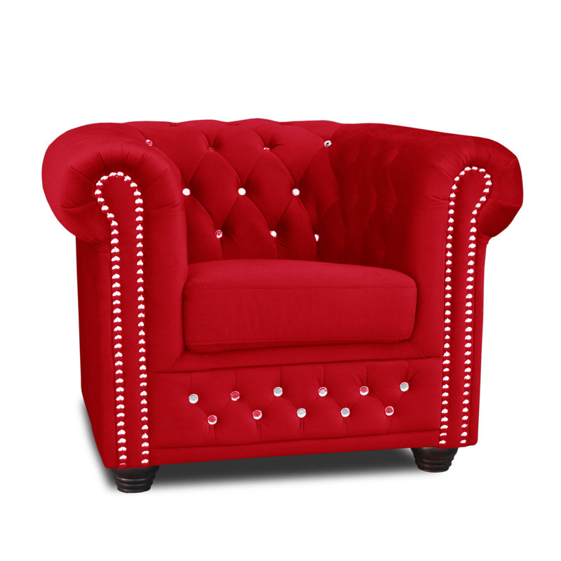 Sade Upholstered Chesterfield Chair, Red