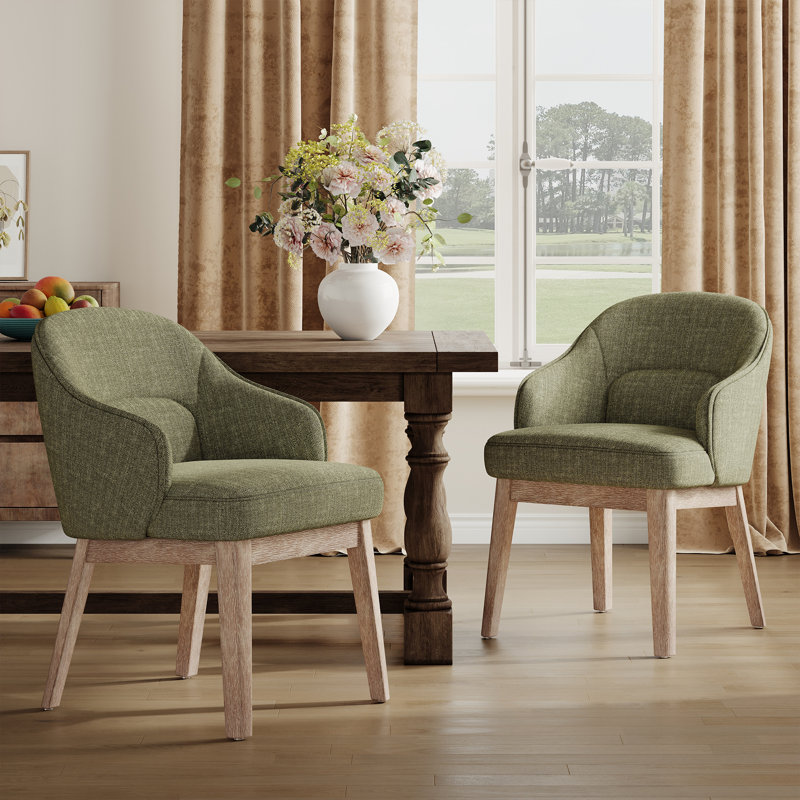 Chaise rembourrée moderne avec pieds en bois, Vert