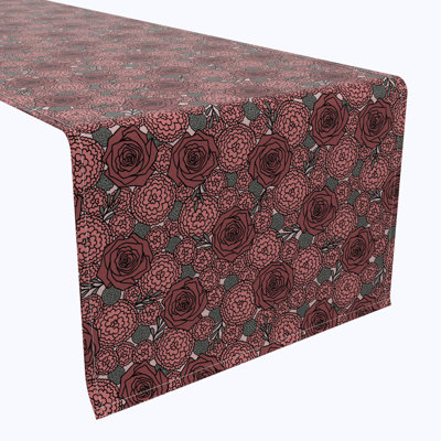 Rectangular Floral Cotton Twill Table Runner