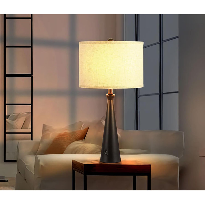 Modern Table Lamp Set Of 2 For Bedroom Nightstand Or Living Room End Table, Minimalist Design With E26 Socket Base, Energy Efficient Lighting For Reading And Relaxing