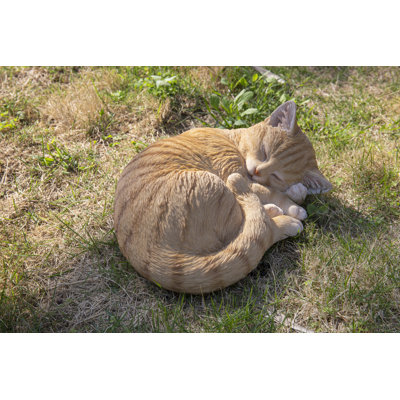 Tabby Cat Lying and Sleeping Statue