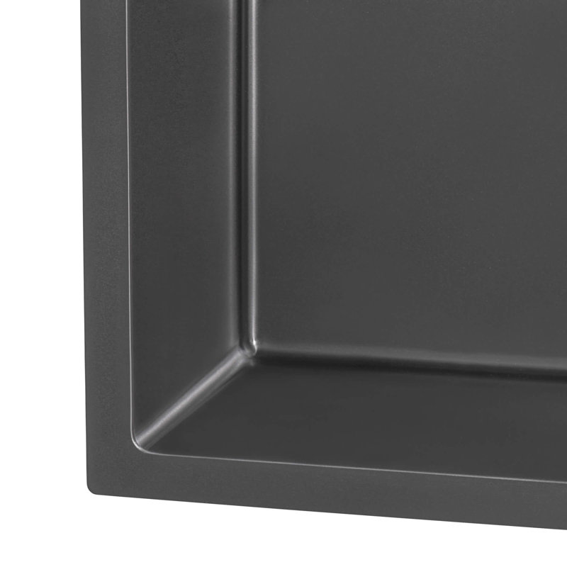 Ruvati Undermount 16 Gauge  Bar Prep Sink Stainless Steel Single Bowl, Gunmetal Black, 8" h x 14" W x 18", Zero Radius 