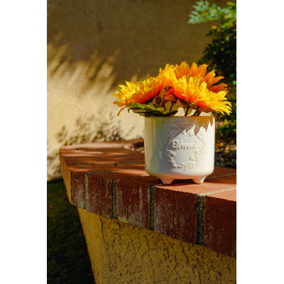 Arrangement floral tournesol béni en pot