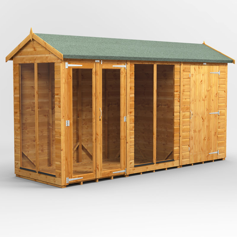 Powersheds 12 x 4ft Timber Tongue & Groove Apex Summerhouse Combi (includes 4ft Side Store)