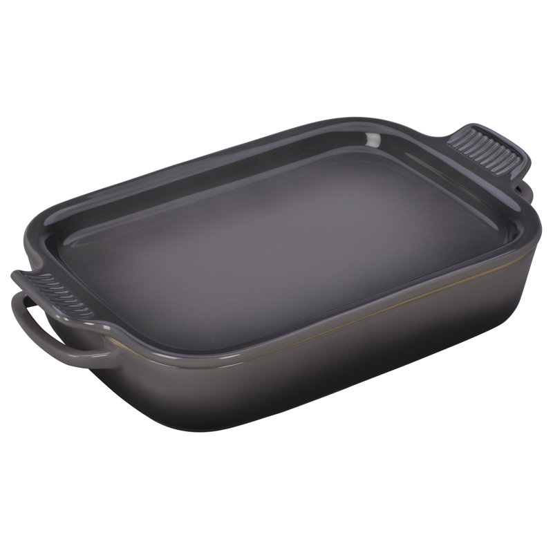 Le Creuset Stoneware 2.75 Qt Rectangular Dish with Platter Lid, Oyster