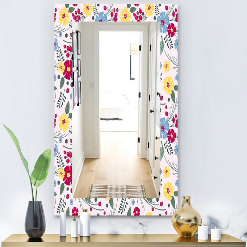 Miroir mural floral Mid-Century, H 39,4 po x l 29,5 po