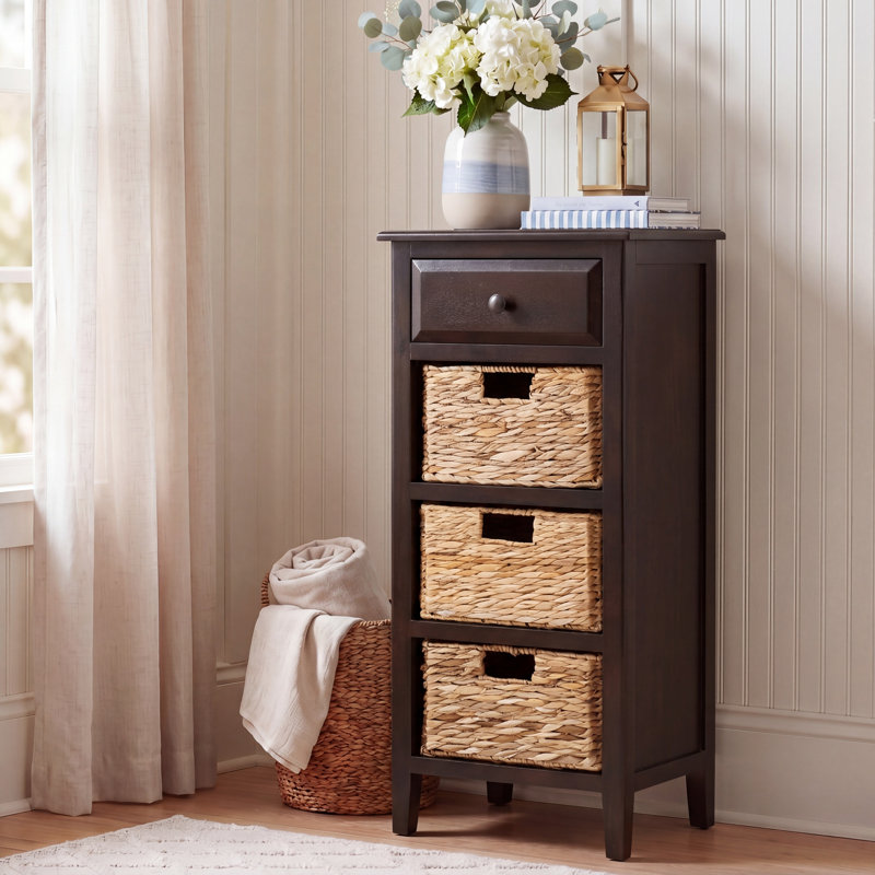 Table de bout en bois massif avec rangement Painswick, Chocolat noir