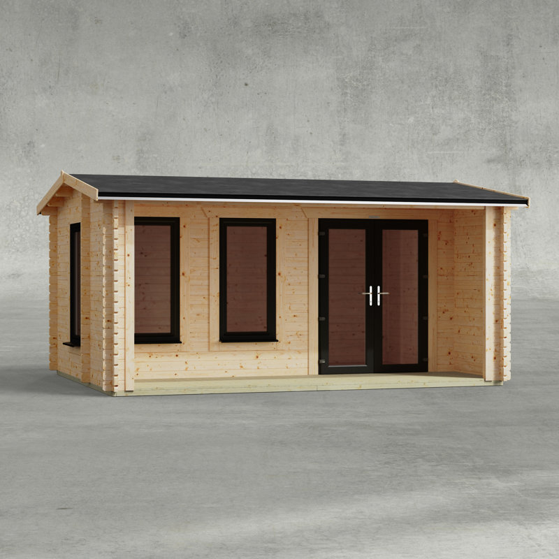 Powersheds 20 x 12ft Apex Snug Log Cabin, Doors the the Left - 44mm