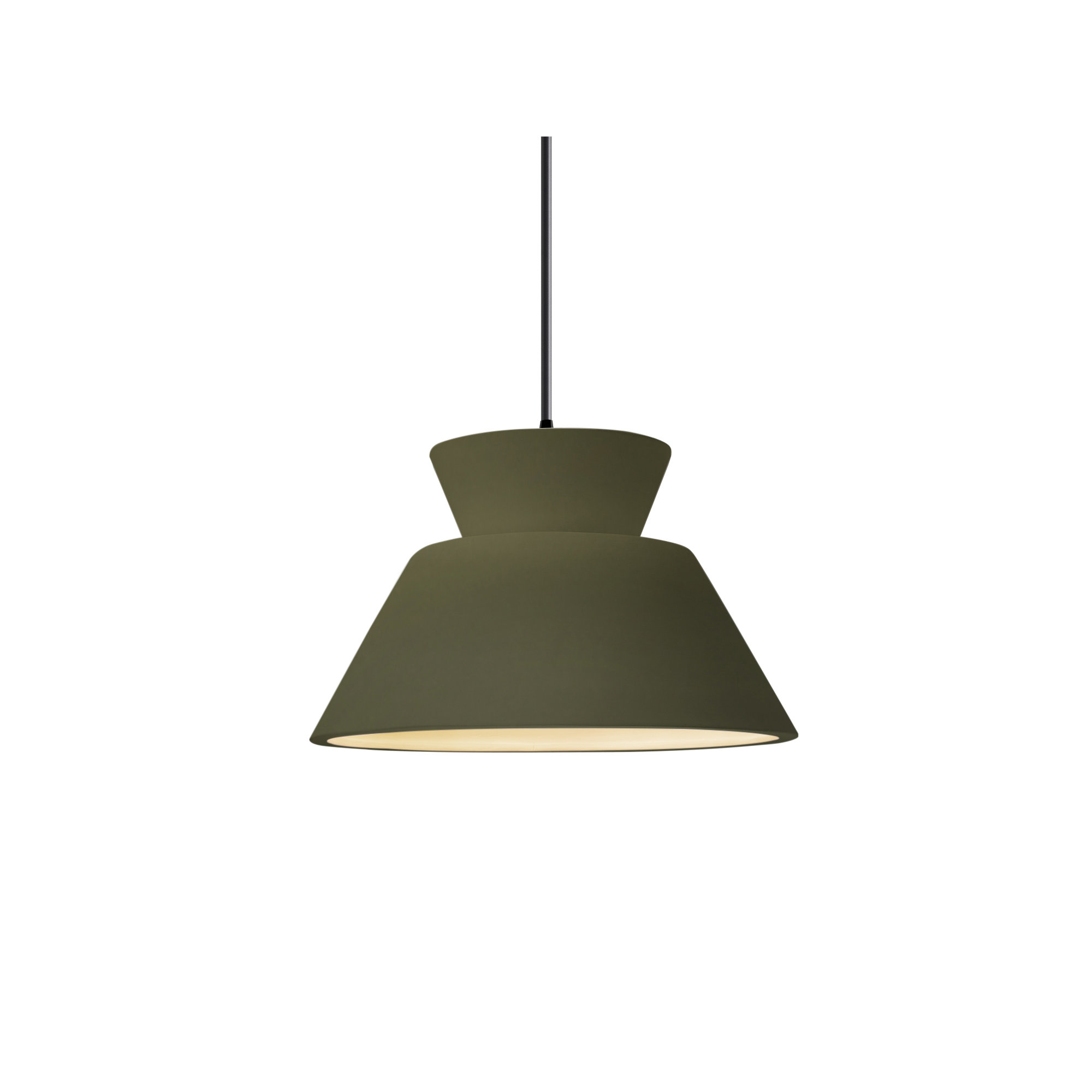 Logan 1 - Light Single Geometric LED Pendant, Matte Green, Incandescent, Matte Black