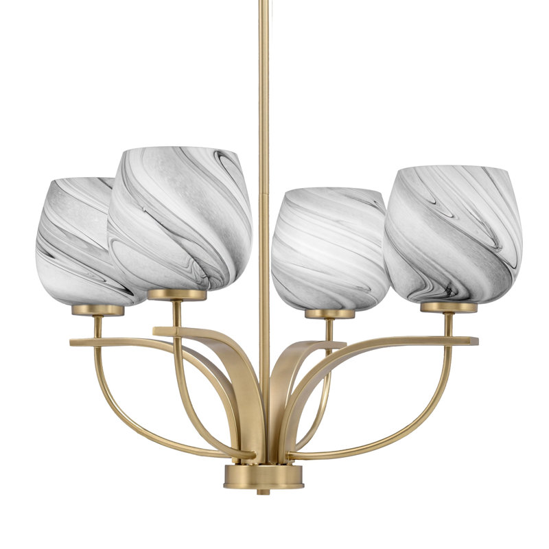 Unia 4 - Light Dimmable Classic / Traditional Chandelier, New Age Brass