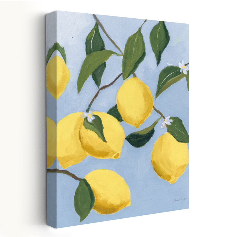 Lemon Tree Light - Blossoms Blue Branches Citrus, 60" H x 40" W