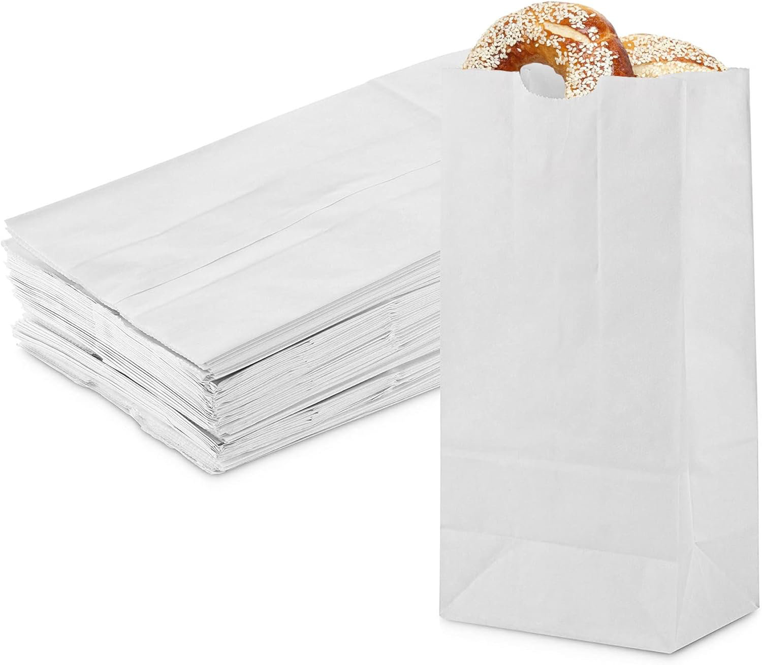 Paper Lunch Bags 100 Count Large White Lunch Bags White Paper Bags 8LB  White Lunch Sacks Strong for Small Business
