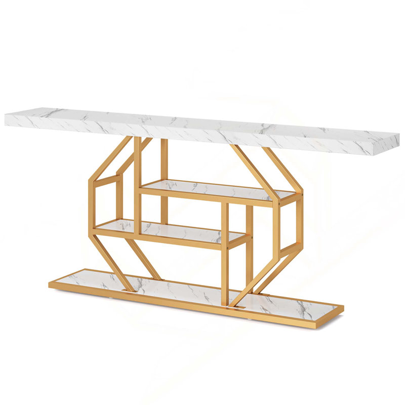 Console moderne très longue avec rangement à 4 niveaux pour l'entrée du couloir du salon