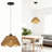 Rattan Pendant Light Fixture With Adjustable Height, Hand Woven Wicker Chandelier For Kitchen Island, Bedroom, Dining Room And Hallway, Flush Mount Boho Ceiling Lamp