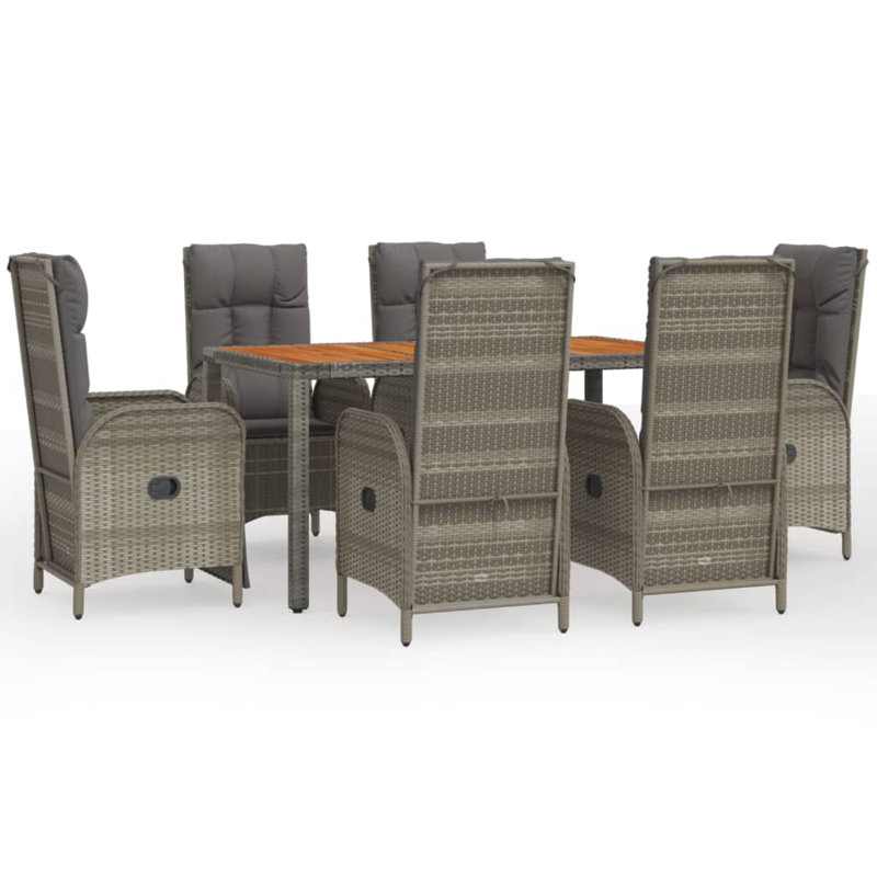 Suhasini 6 - Person Patio Dining Set with Rectangular Table , Cushions Included