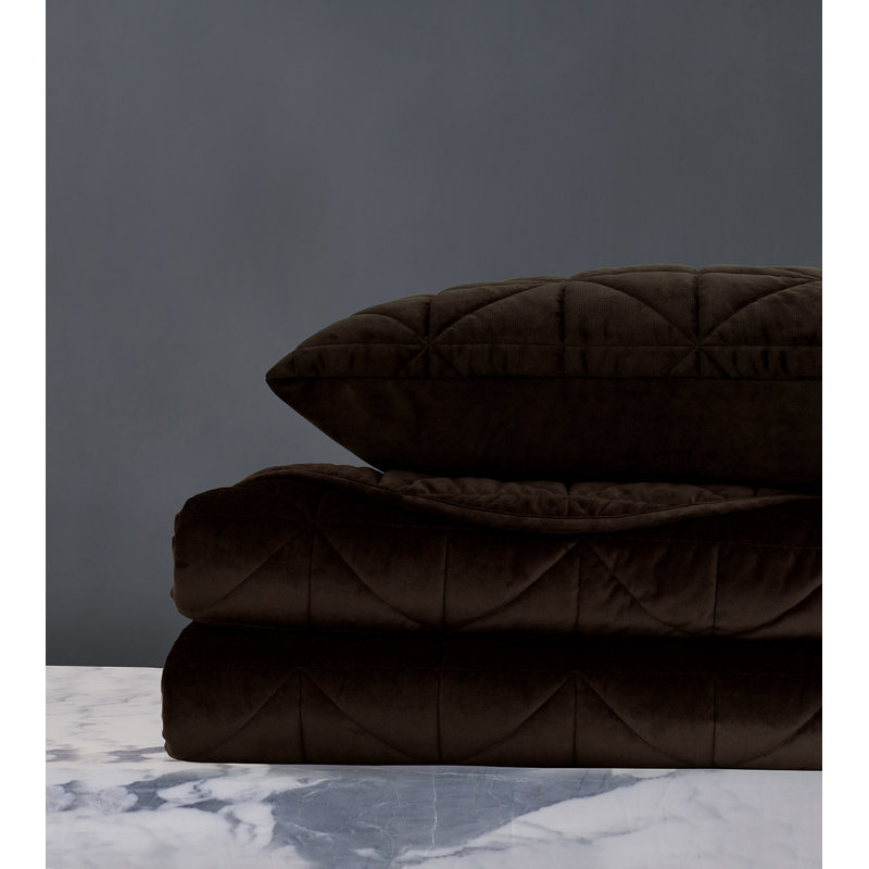 Nova Velvet Coverlet, Twin Coverlet, Cocoa