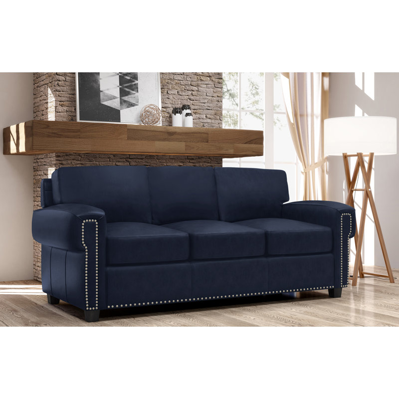 Ensemble de salon en cuir 2 pièces Fardin, Cuir véritable cobalt