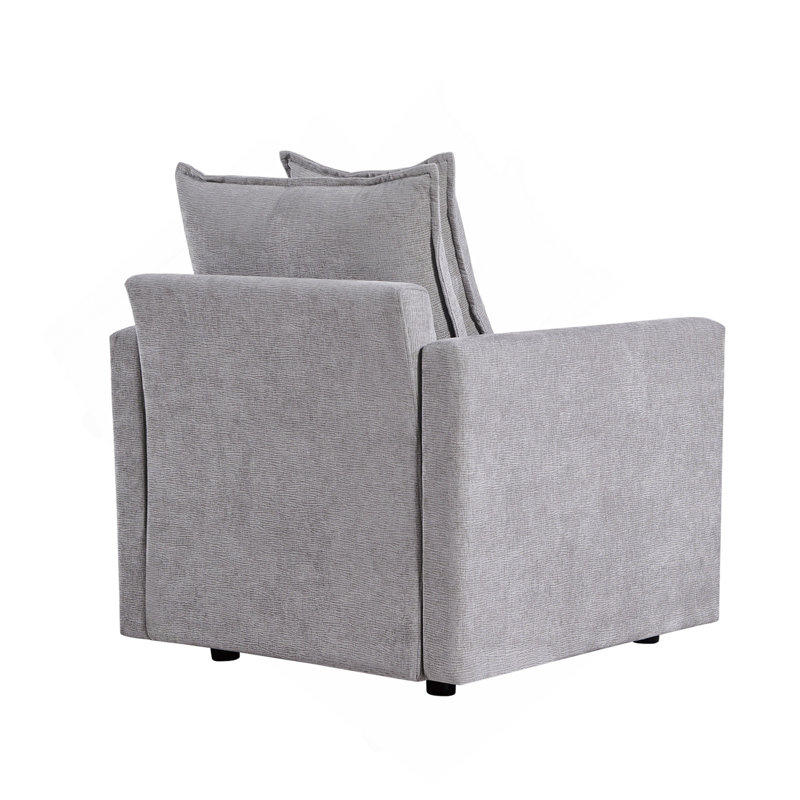 Fauteuil de lecture rembourré en tissu, Gris