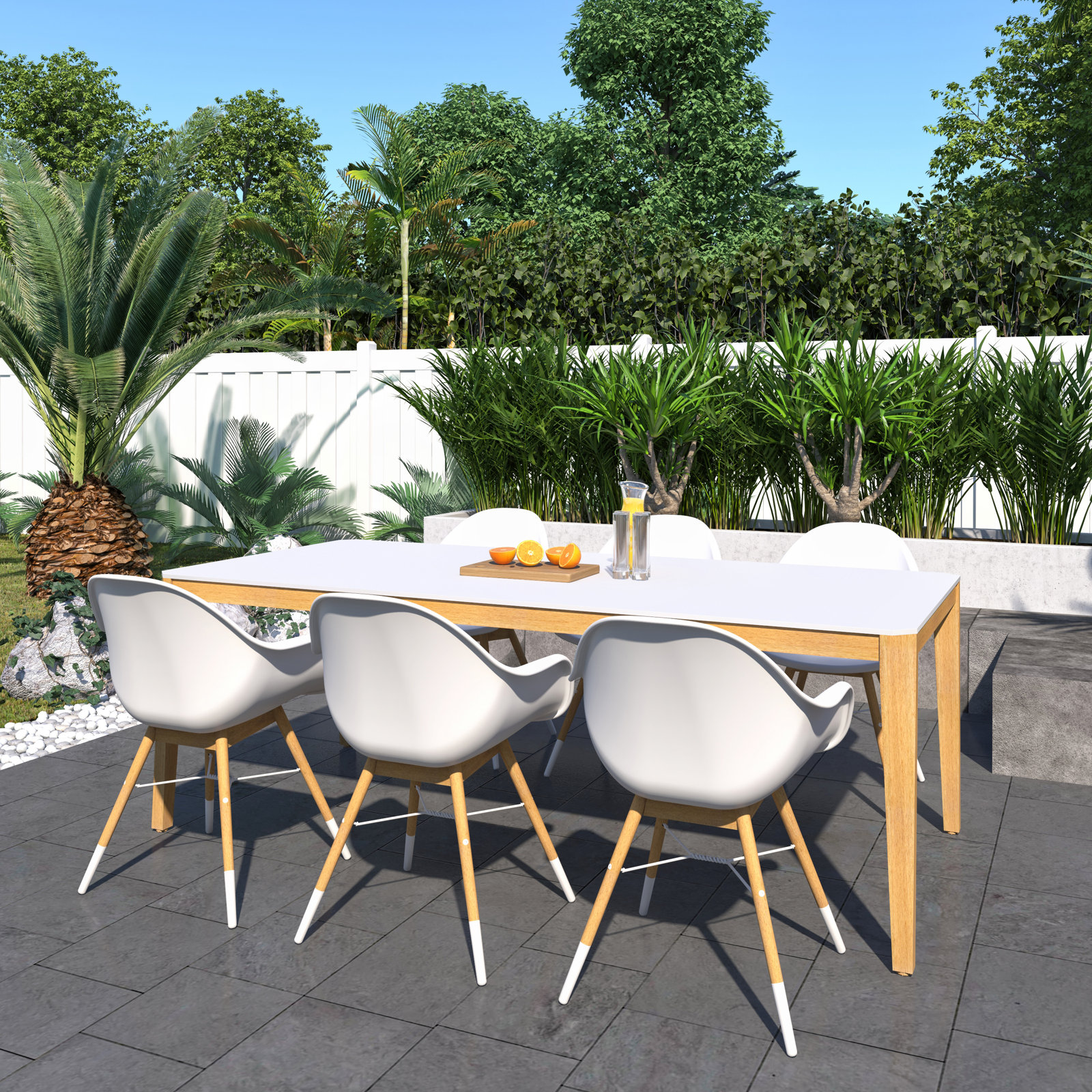 Genevive 85" Eucalyptus Patio Dining Set