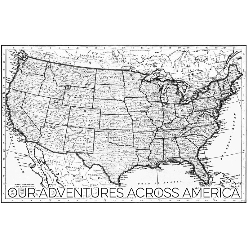 Carte des États-Unis nos aventures, H 20 po x l 30 po