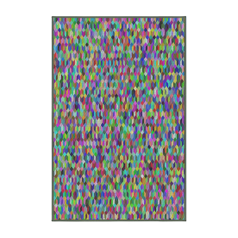 Tapis abstrait rouge / vert / bleu, Rectangle 5 pi x 7 pi