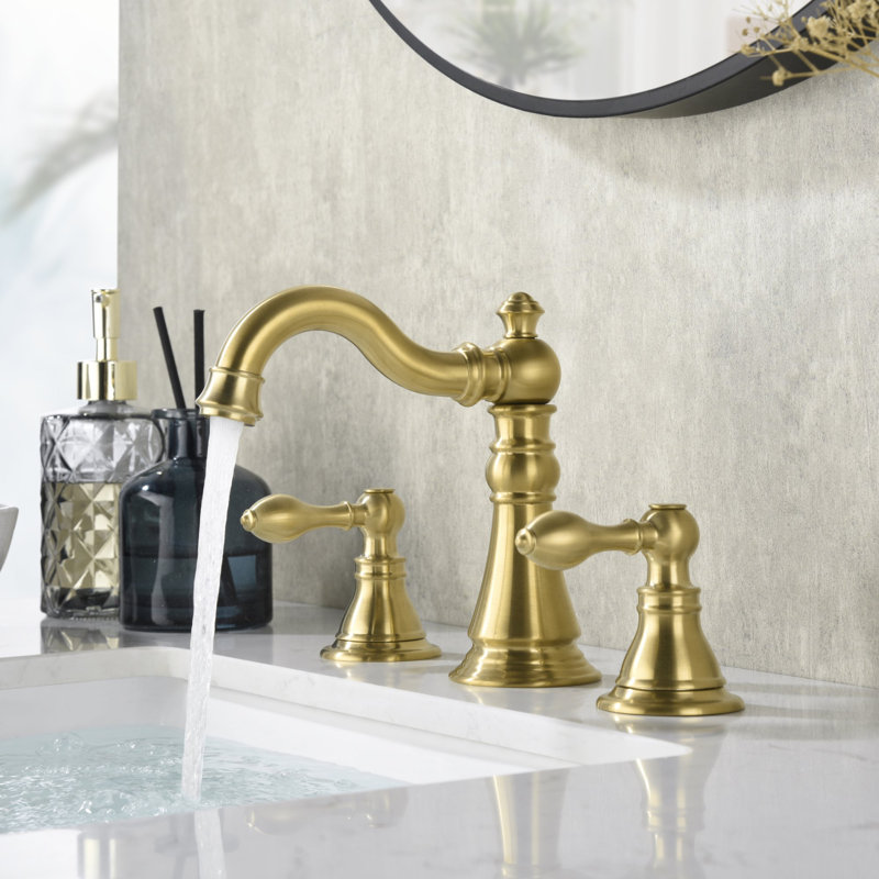 Signature Collection Two-Handle 6" to 10" Widespread Lavatory Bathroom Faucet with Drain Assembly - Brushed Gold