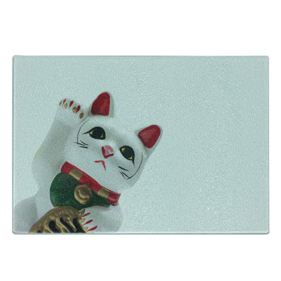 East Urban Home Glass Japanese Cat Cutting Board