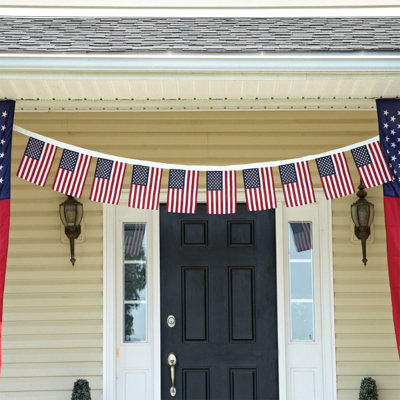 Us National American String Pennant Flags, Patriotic Events 4th Of July Independence Day Decoration Sports Bars - 33 Feet 38 Flags