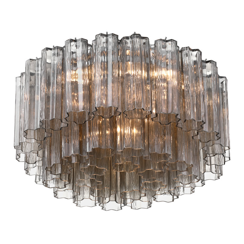 Plafonnier encastré 7 lumières Shaurya, Chrome poli / fumée
